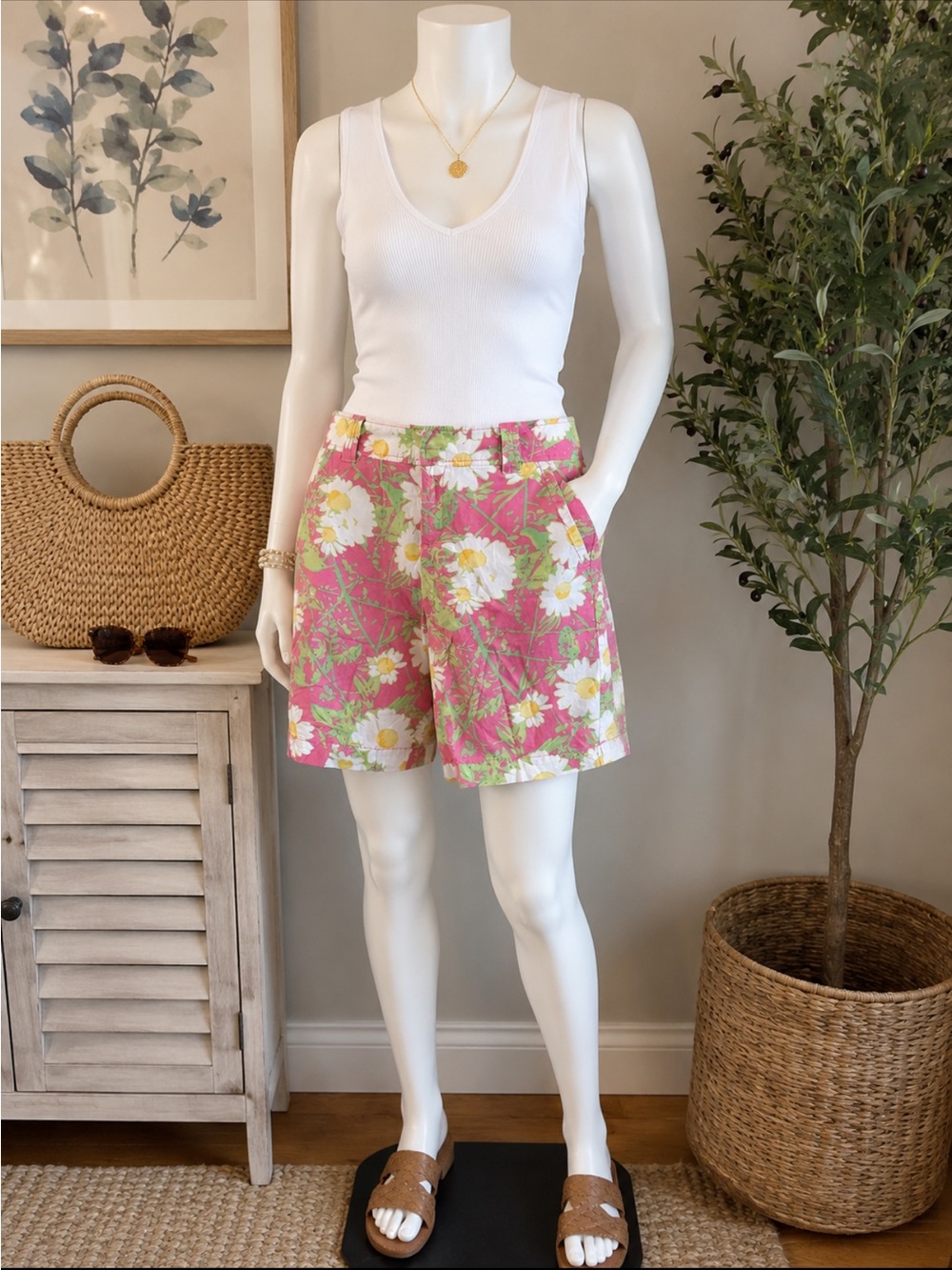 Lilly Pulitzer Pink Floral Daisy Bermuda Shorts